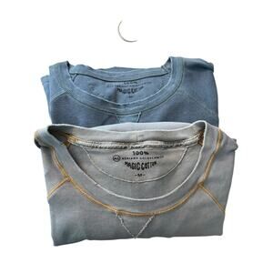 AG Adriano Goldschmied Magic Cotton Tee Shirt Set Gray Blue Distressed Medium